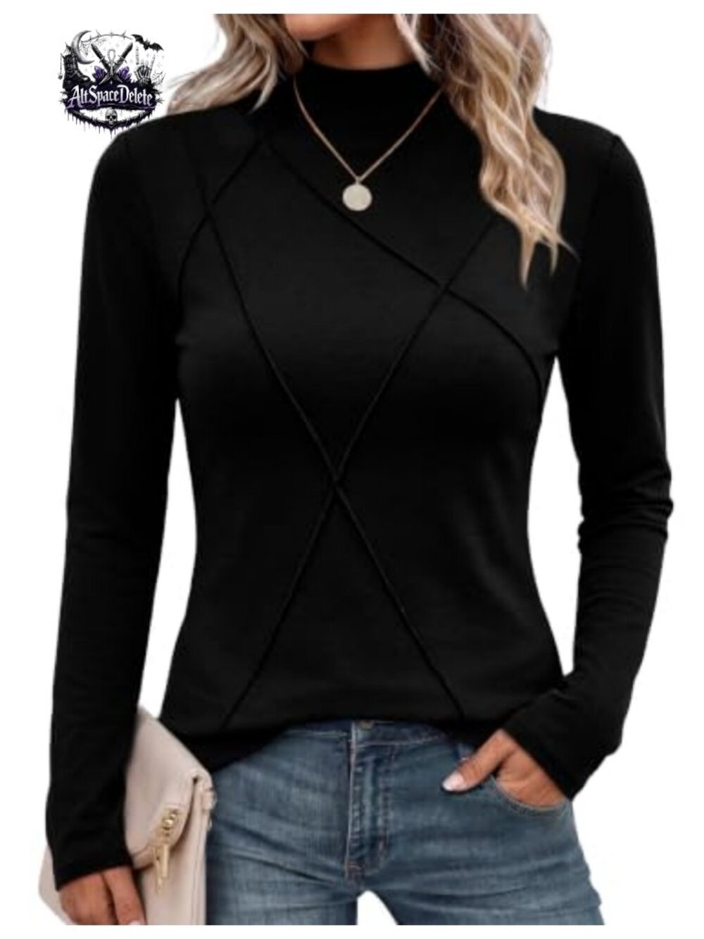 Womens Long Sleeve Mock Neck Slim Fit Top - Fall Winter Layering Shirt